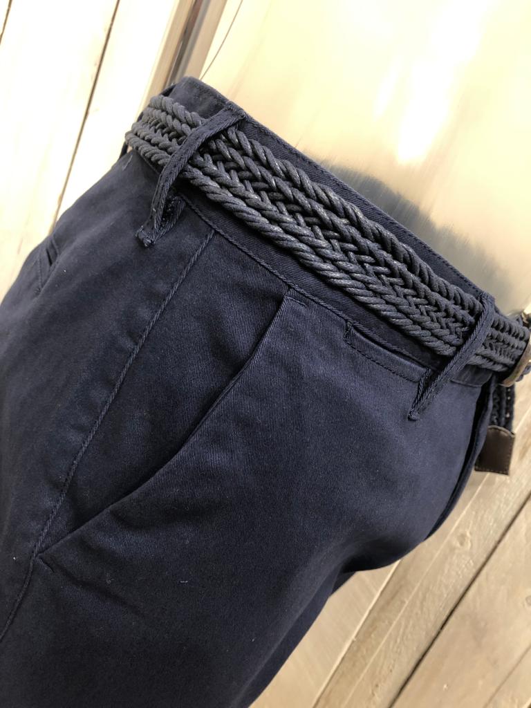 Stretch Chino Shorts - Navy Blue (Free Belt Included)