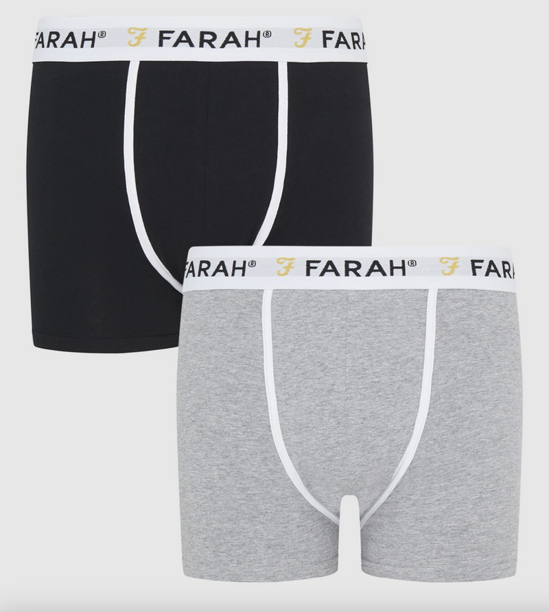 Farah 2-Pack Boxer Trunks - Black Grey