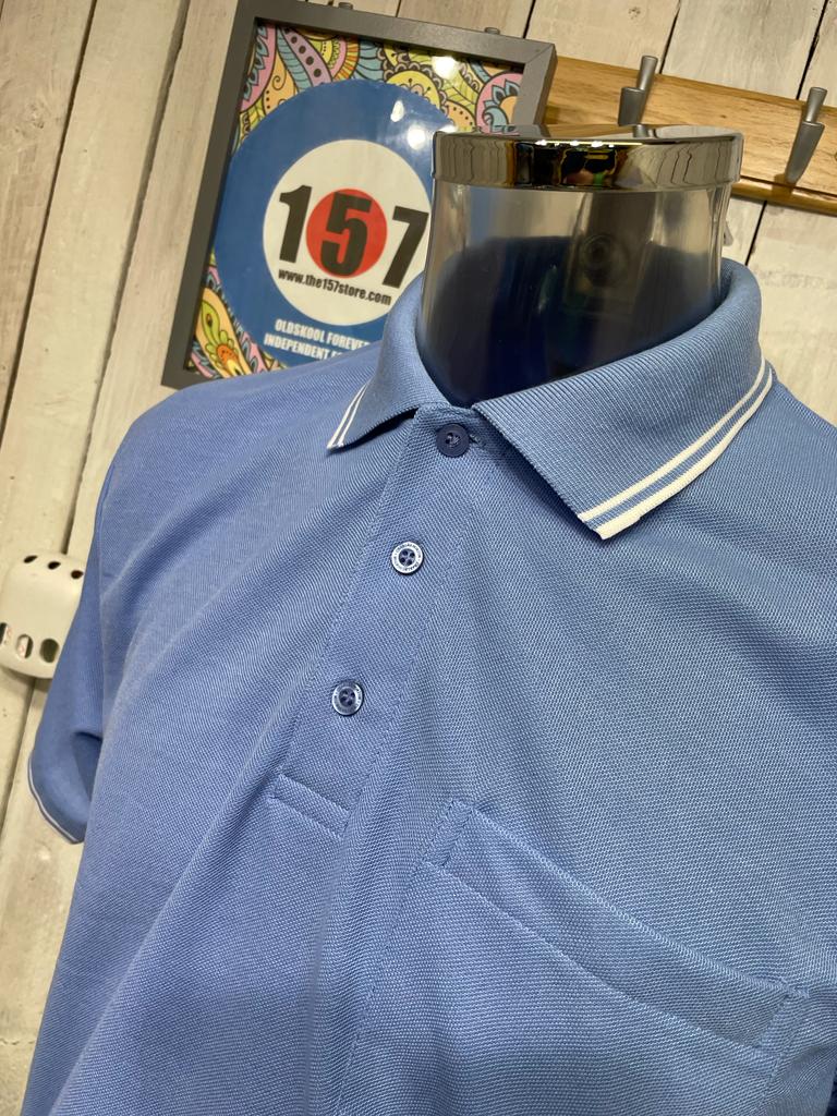 Norton Tipped Summer Polo - Sky (Up to 52" Chest)