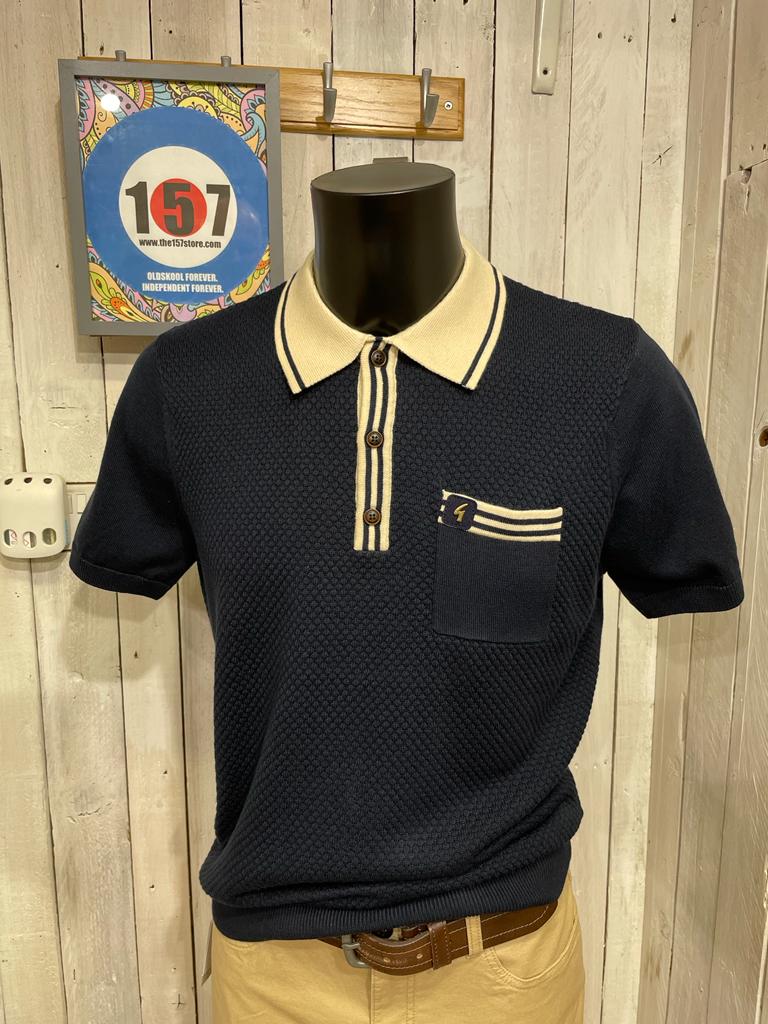Gabicci Vintage Emperor Waffle Polo - Navy