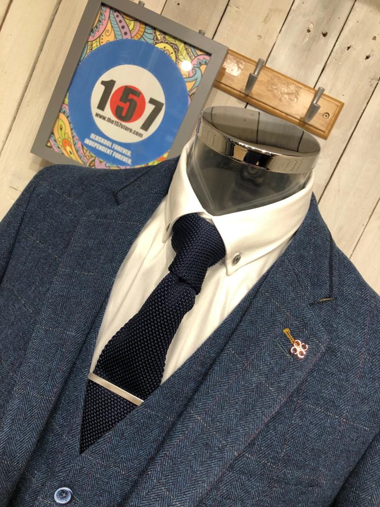 Cavani Carnegi Tweed Waistcoat - Blue