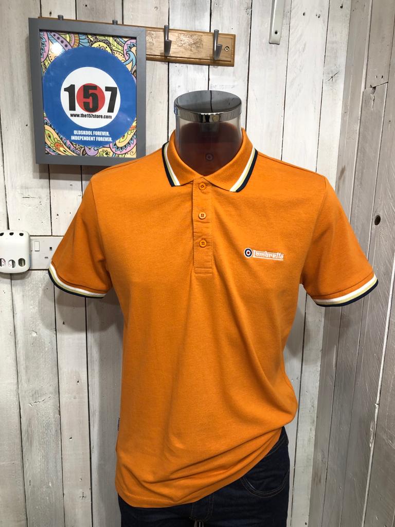 Lambretta Triple Tipped Polo - Marmalade Pampus - SMALL ONLY
