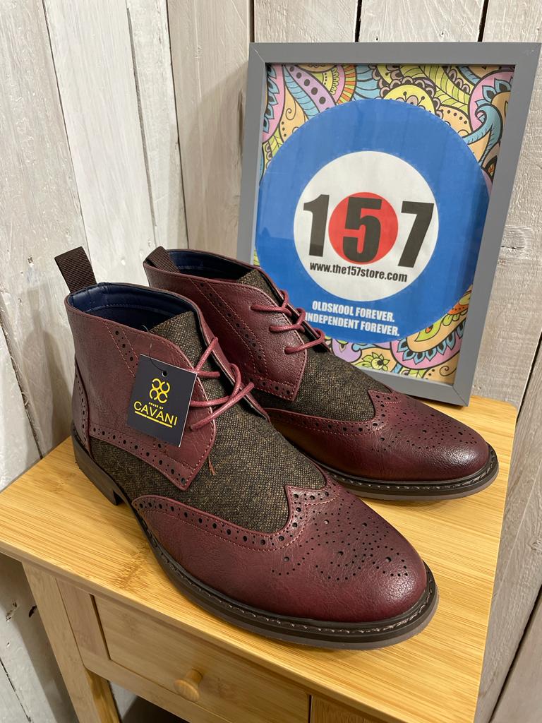 Cavani Curtis Brogue Leather Boots - Bordo