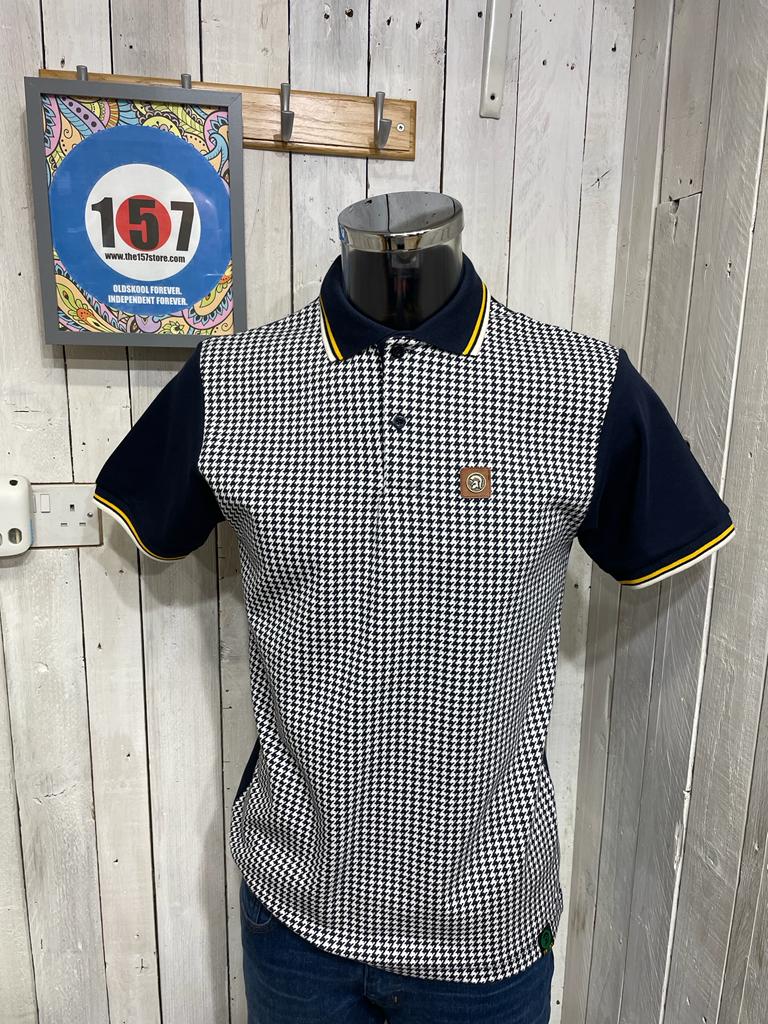 Trojan Houndstooth Tipped Polo - Navy