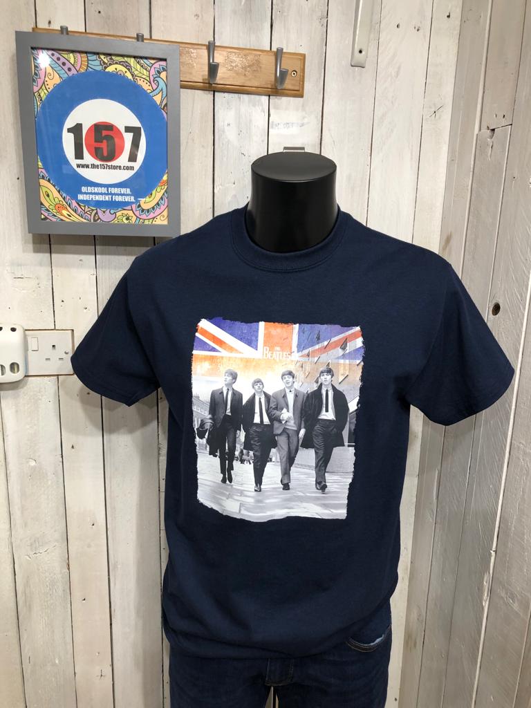 The Beatles Union Jack Fade Tee - Navy