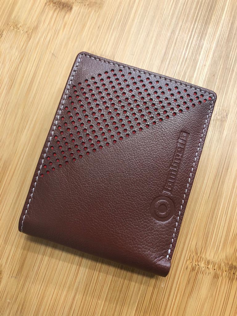 Lambretta Hole-punched Leather Wallet - Brown