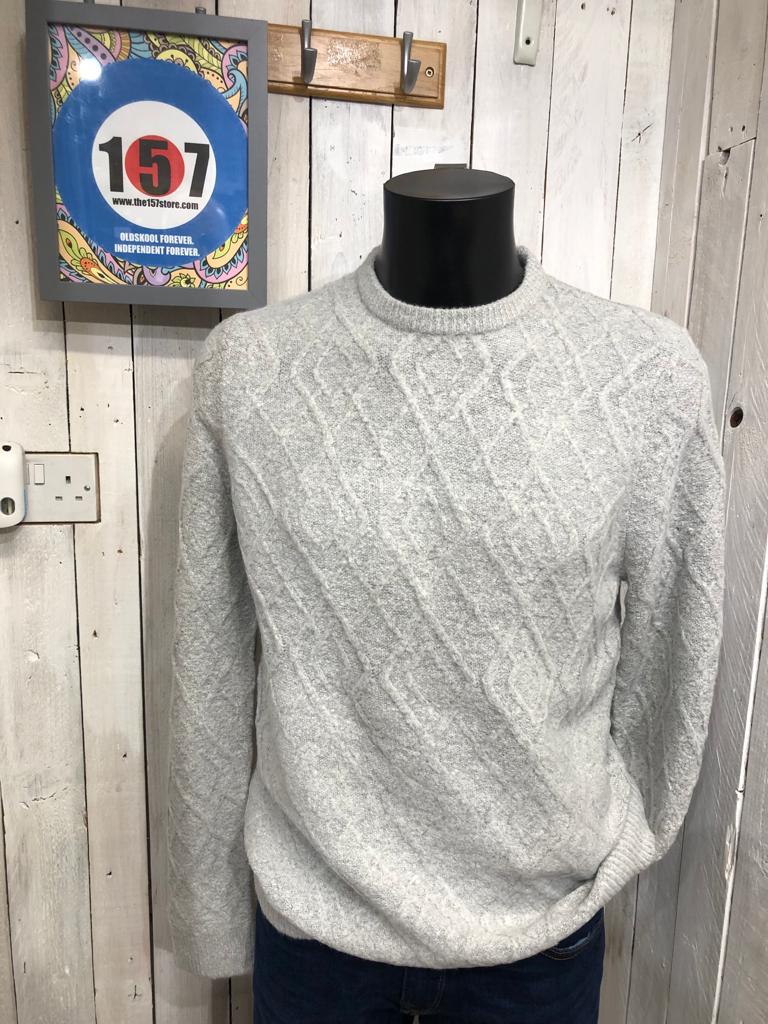 Chapter Diamond Cable Knit Jumper - Grey - Super Soft Touch