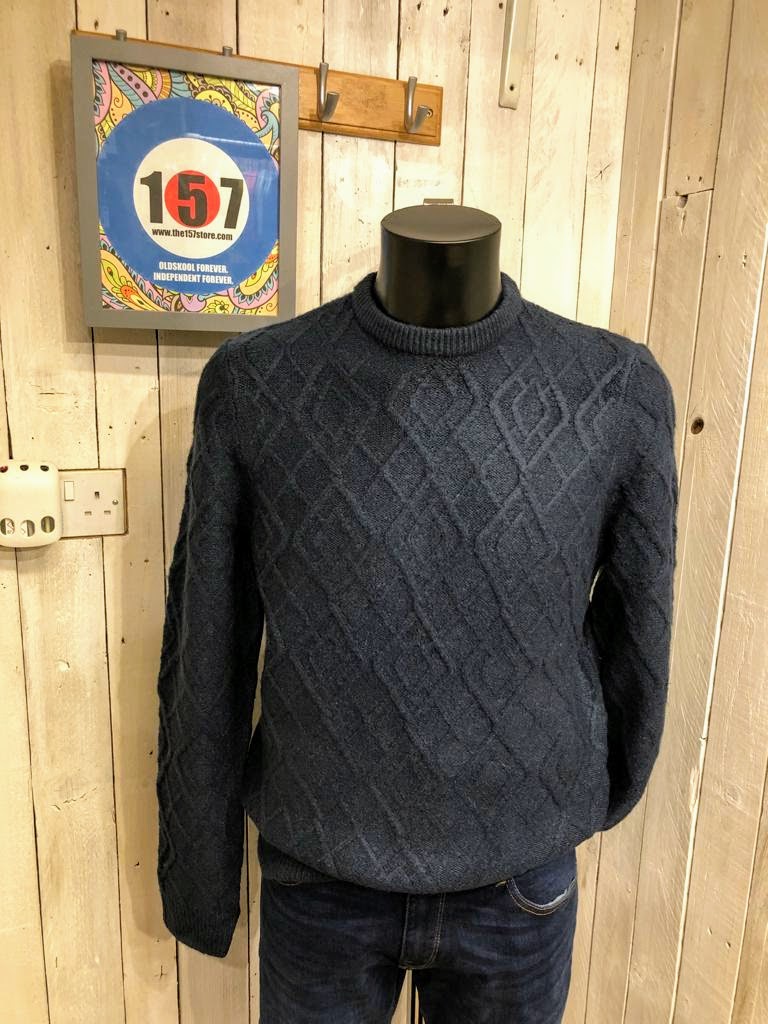 Chapter Diamond Cable Knit - Navy - Super Soft Touch