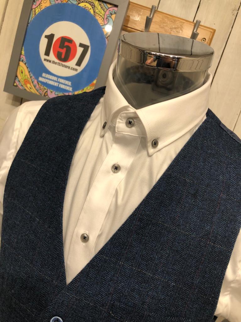 Cavani Carnegi Tweed Waistcoat - Blue
